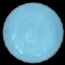 Christmas 1978 Fenton, The Church Of Holy Trinity Blue Satin Glass Collector 8” Plate