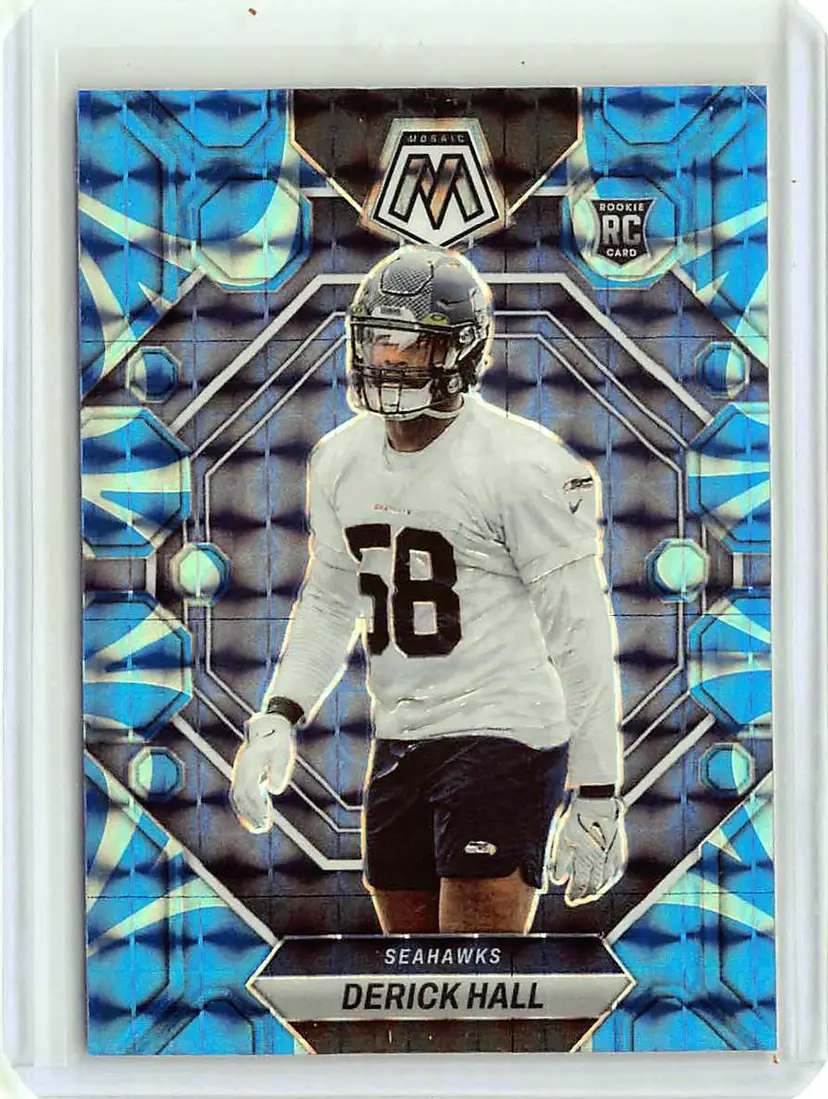 2023 Panini Mosaic Blue Reactive Derick Hall Seattle Seahawks RC