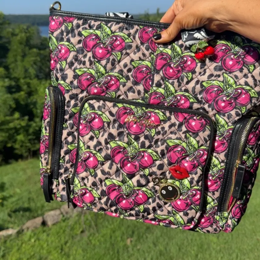 Betsy Johnson Messenger Tote - Cherry And Leopard Print - Like New!!! 🍒🐆