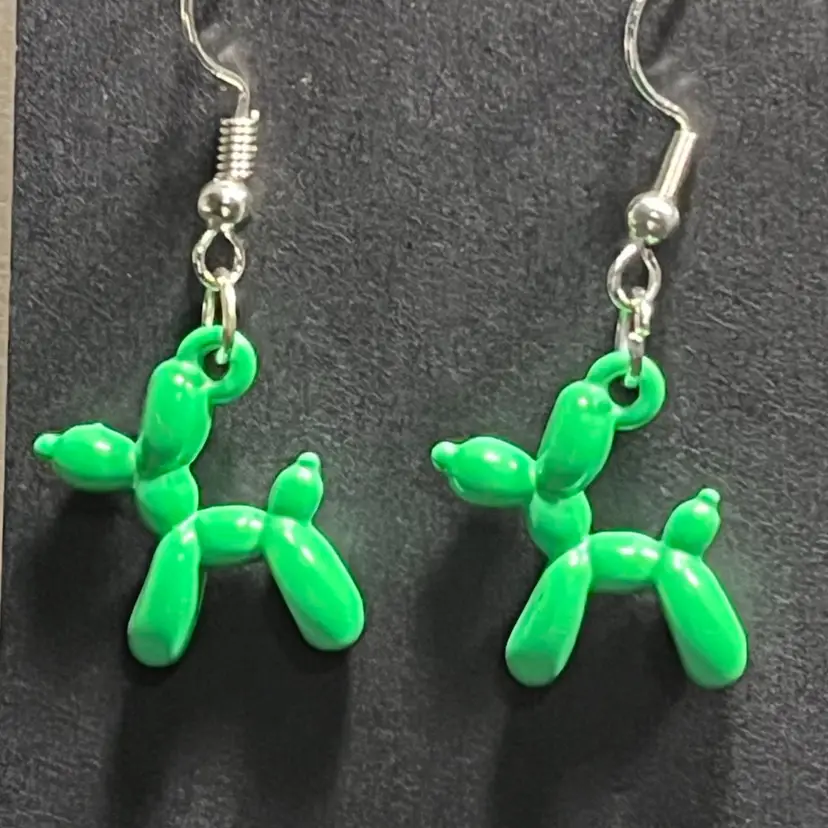Green Balloon Dog Earrings Made By Me