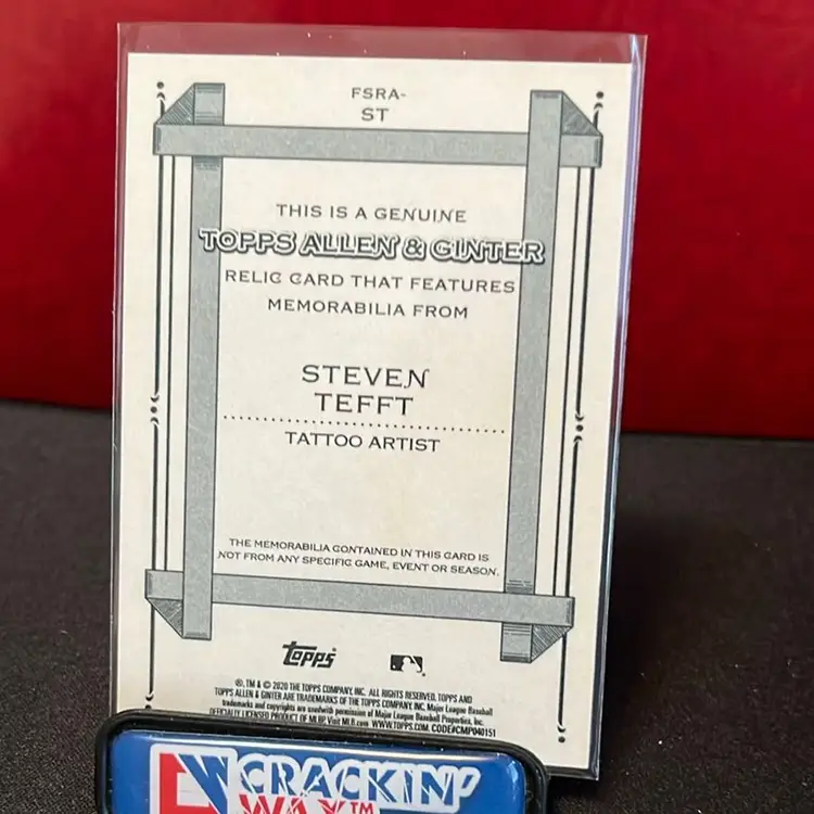 Steven Tefft 2020 Topps Allen & Ginter Relic Card Tattoo Artist