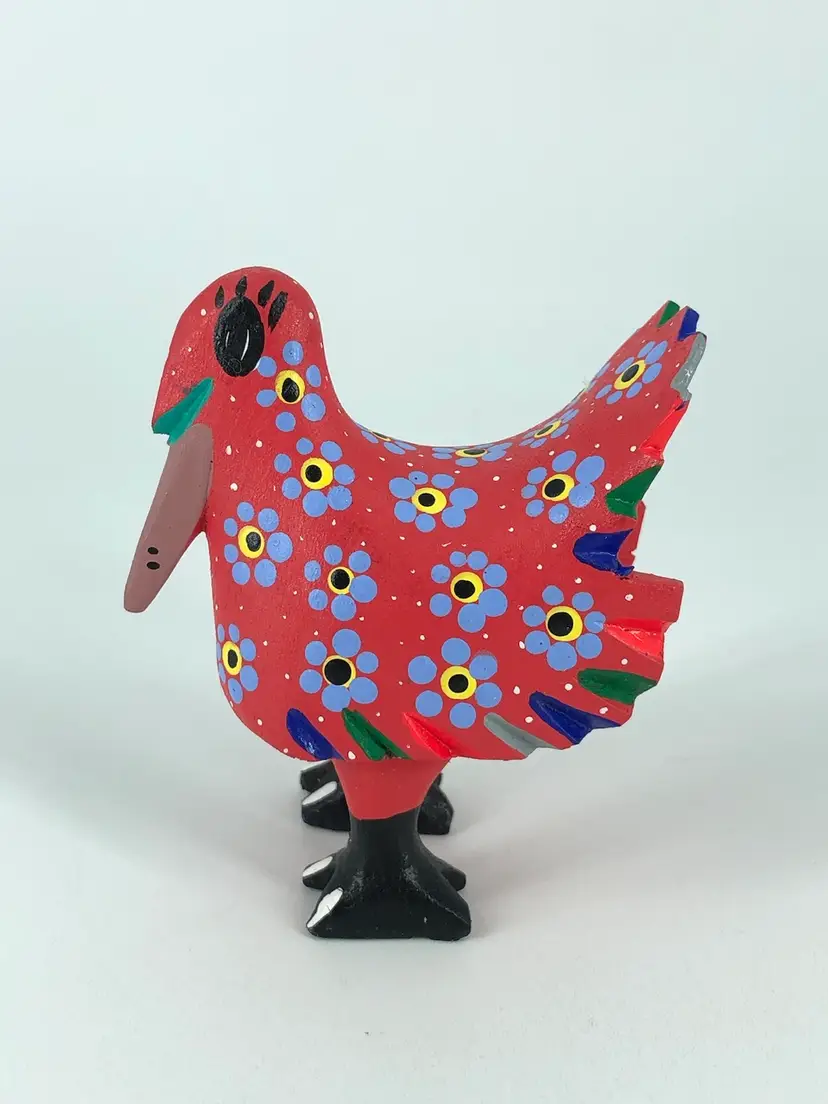 Hand-Crafted Oaxaca Glowy Wooden Chicken Figurine