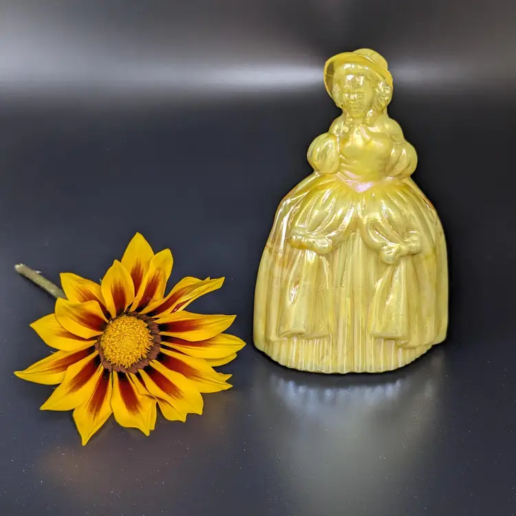 Vintage Boyd Yellow Slag Cadmium Glass "Louise" Colonial Lady Figurine