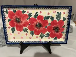 Polish Pottery Trinket Plate Blue Stamp Ana Kasia Nowak