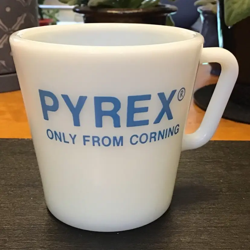 Pyrex Corning Advertising Mug Cup Milk Glass “at home in your lab”