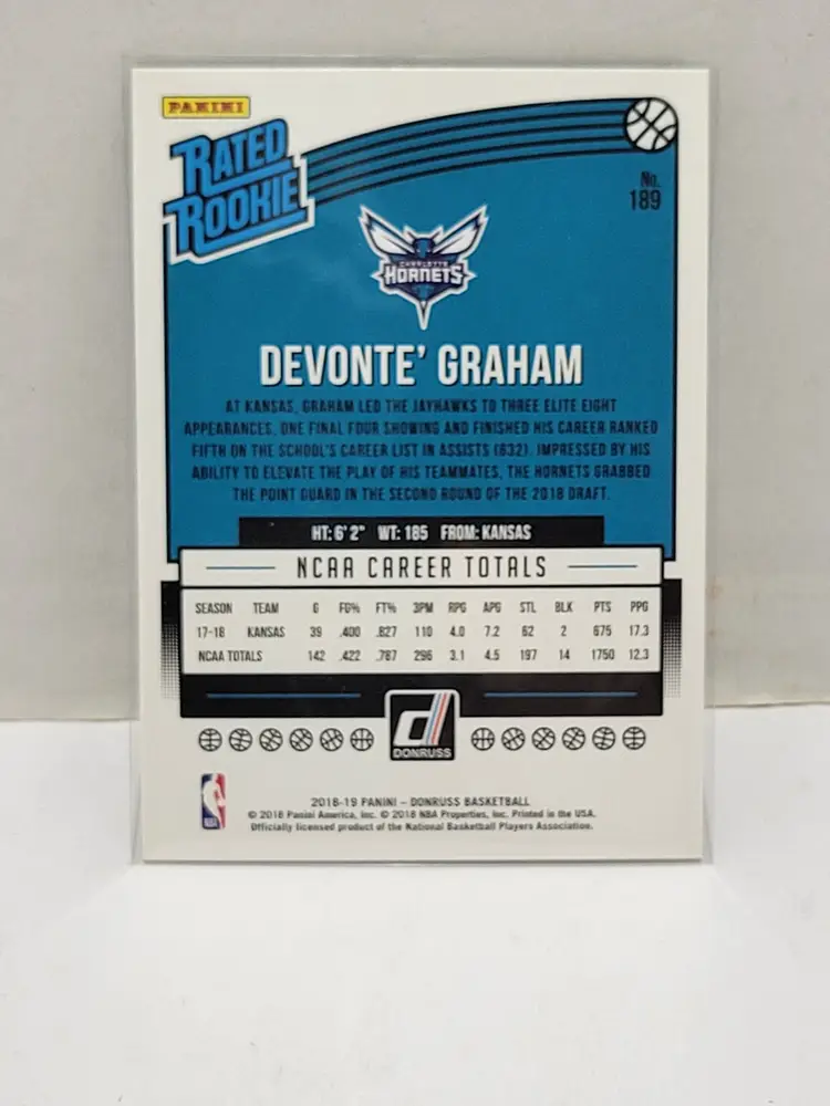 2018 18 Panini Donruss Green Yellow Lazer Rated Rookie Devonte Graham RC #189