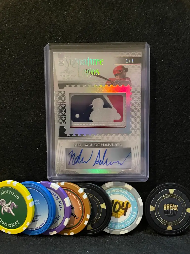 2023 Leaf Trinity Signature Logos Nolan Schanuel Patch Auto 1/1 Angels