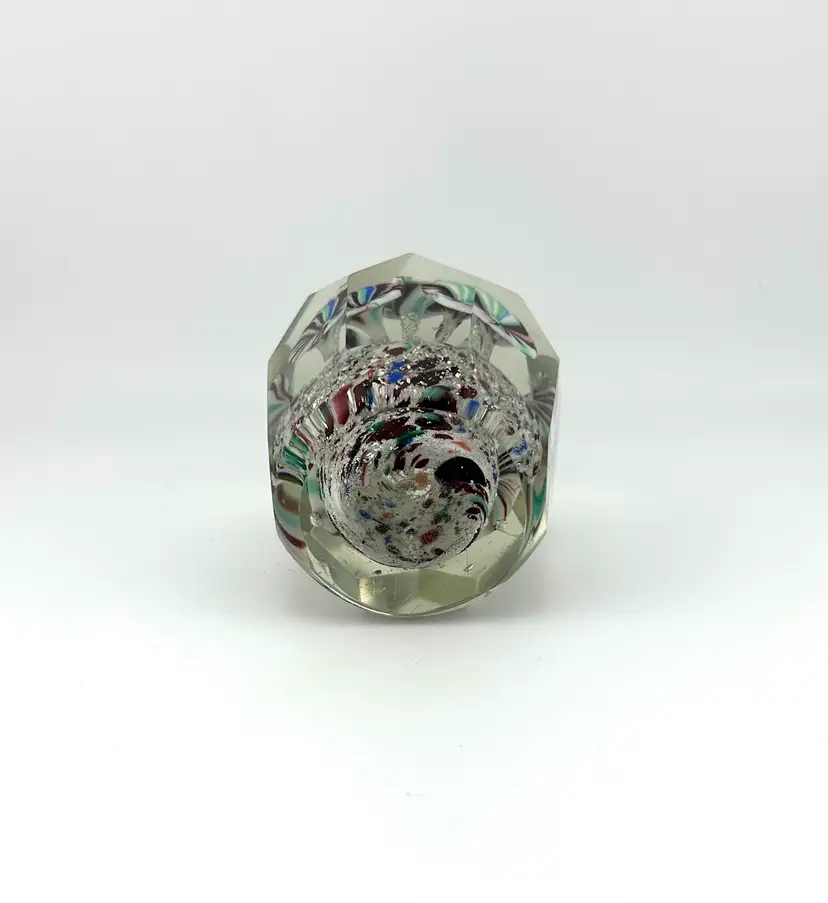 Vintage Bohemian Faceted Floral Paperweight