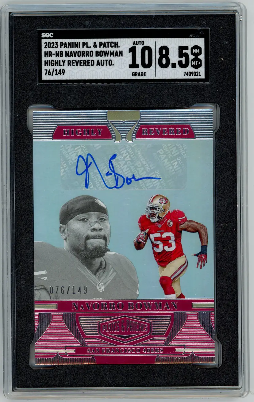 2023 Plates & Patches NAVORRO BOWMAN /149 Highly Revered Auto SP #HR-NB 49ERS SGC 8.5 NM-MT+