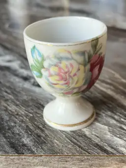 Vintage Rose Floral Porcelain Egg Cup