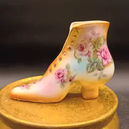 Vintage Victorian Style Porcelain Ladies Boot Floral Design Marked RS 1980s Reproduction Japan