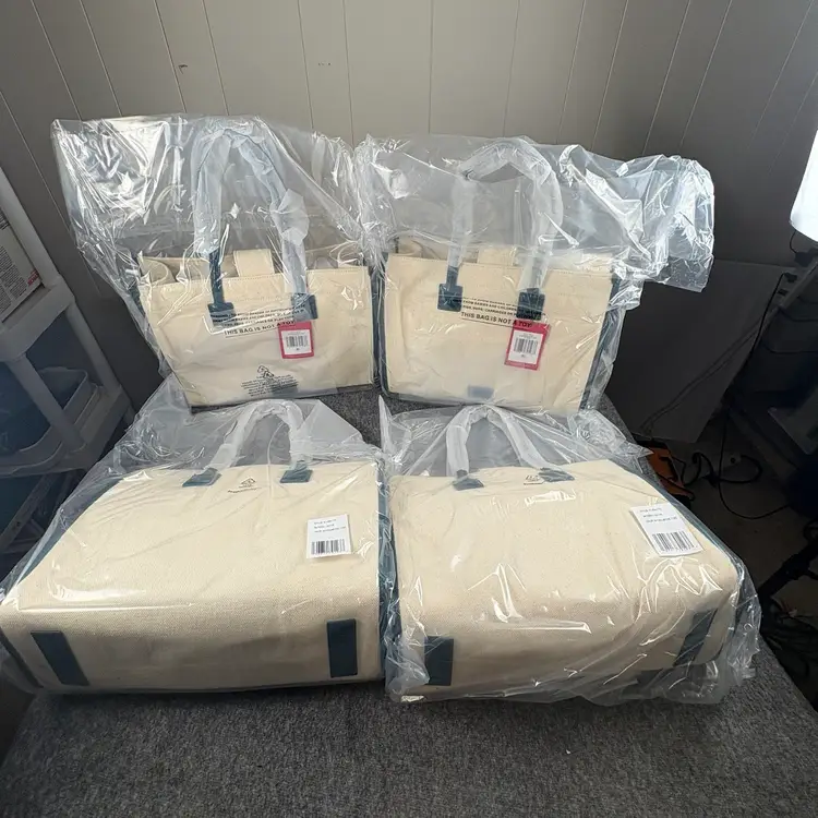 Lot of 4 Vince Camuto Canvas Totes With Leather Trim VC HSALYTO New Sealed