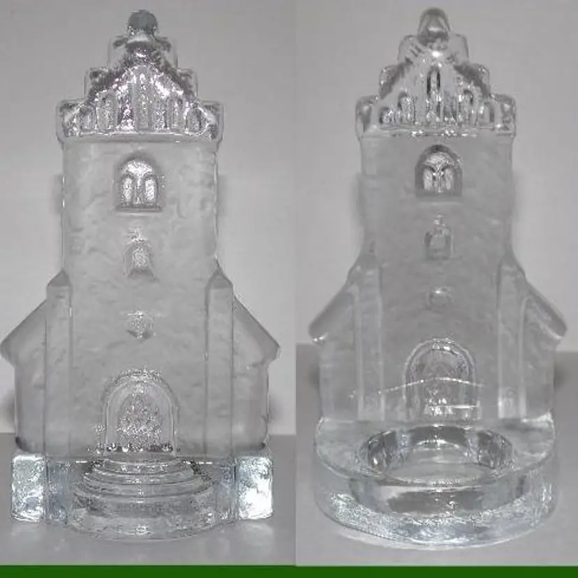Vintage Frosted Crystal Church/Chapel Votive/Tealight Holder By Nybro Sweden
