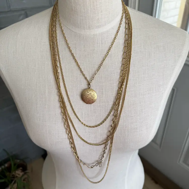 Stacked Women's Gold Toned Necklace