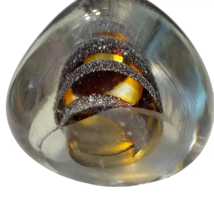 Glass Paperweight DNA Spiral Strand Interior Teardrop Shape Brown 5.5”x3”