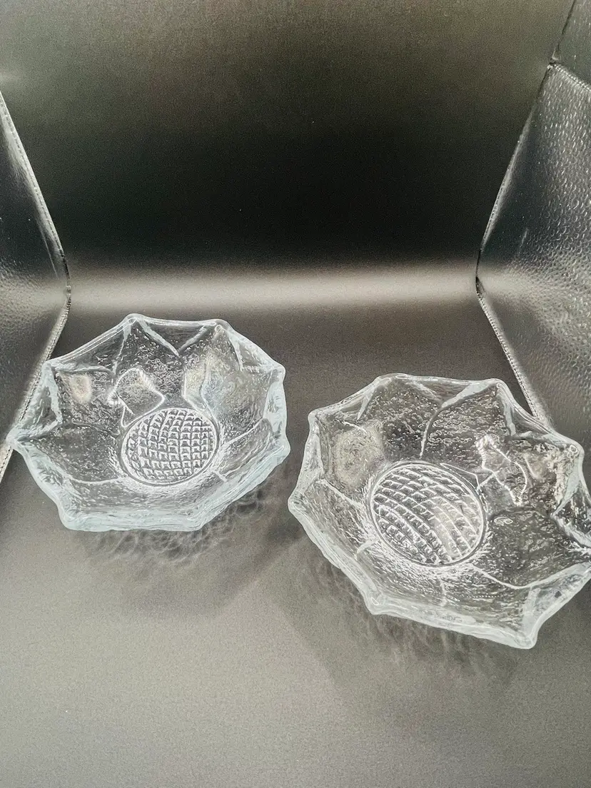 Vintage Blenko Crystal Sunflower Bowls