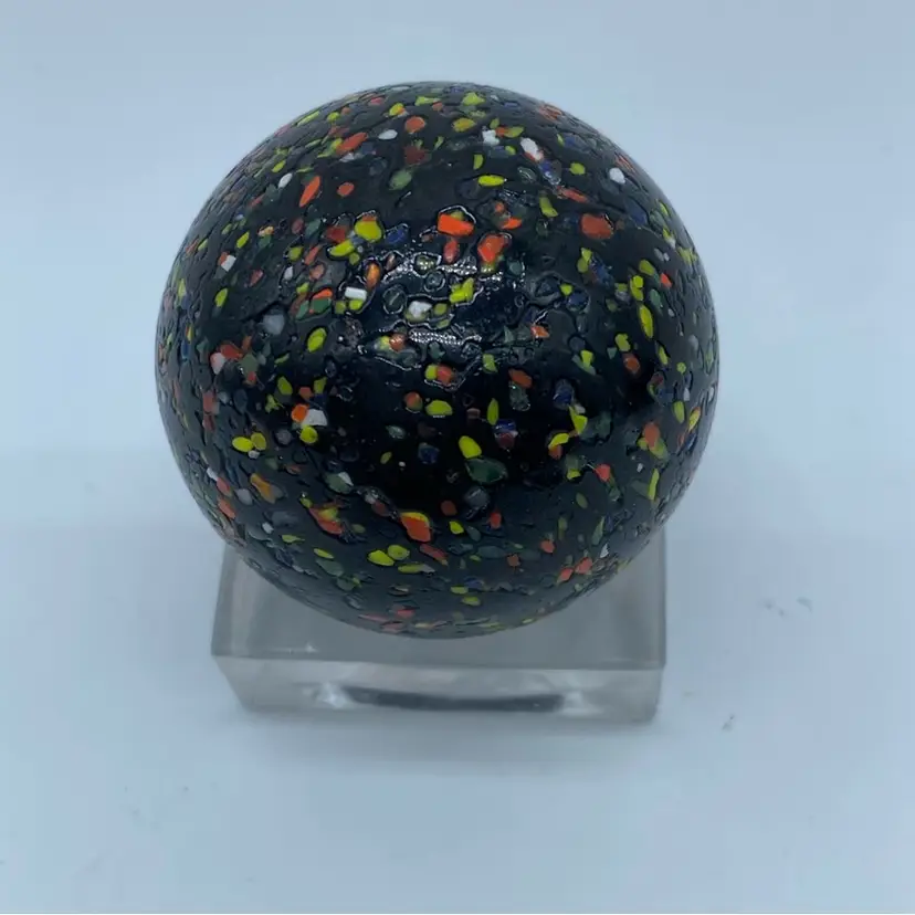 #1223 Collectible speckled glass mega marbles, possibly Vacor "Destroyer" type. 1.5” Set Of 4