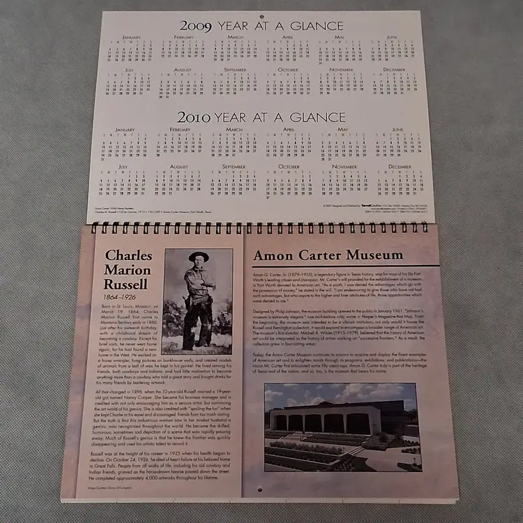 2009 Charles Marion Russell Engagement Wall Calendar Works for 2026 2037 2043