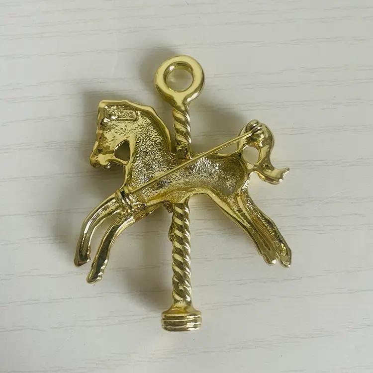 Vintage AJC Brooch Carousel Merry Go Round Horse