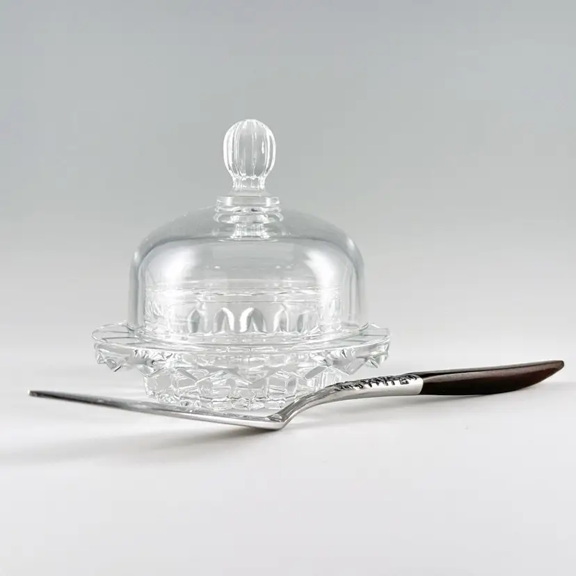 Mikasa "Salina" Domed Crystal Jam or Marmalade Jar, Individual Butter Condiment Cloche