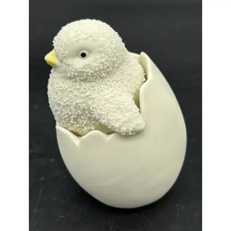 Vintage Department 56 Snow Babies Chick Hatching In Egg Textured Bisque Figurine