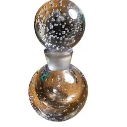Controlled Bubbles Thick Clear Glass Perfume Bottle *has One Scuff On Top And One Bubbles Under Surface Close To Top On Base, Scratching On Base. 6” T X 3” W