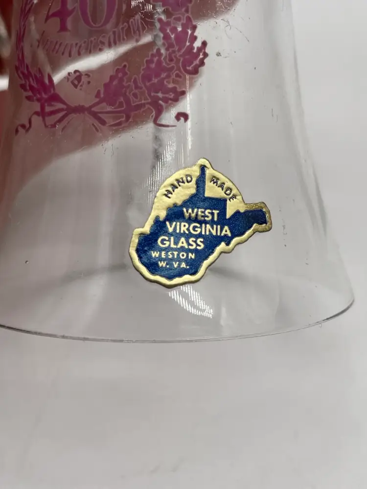 Vintage Collectible West Virginia Glass 40th Anniversary Bell