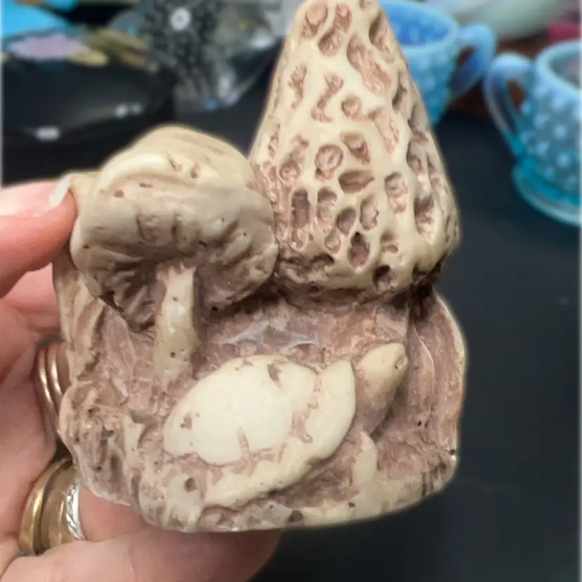 Genuine Georgia Marble Carved Mushroom Toothpick Holder