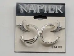 Napier Silver Tone Pierced Hoop Earrings NOS