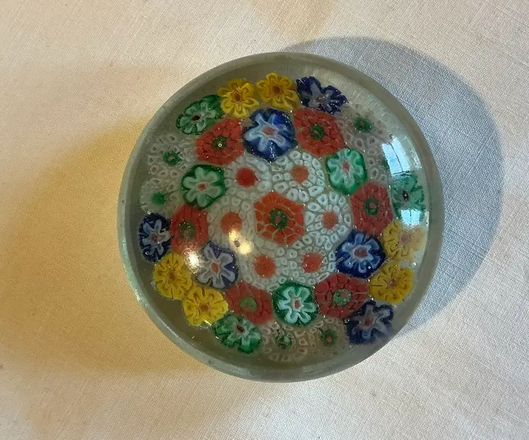 Paperweight Millefiori Multicolored Vintage Glass