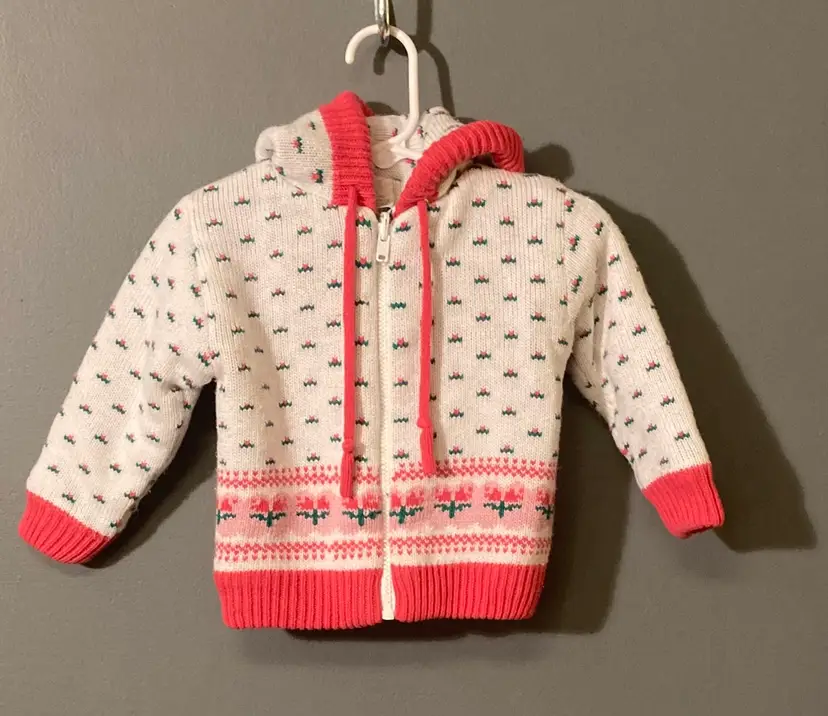 Vintage 80s Baby Girl Hoodie Sweater Size 12 Months 
