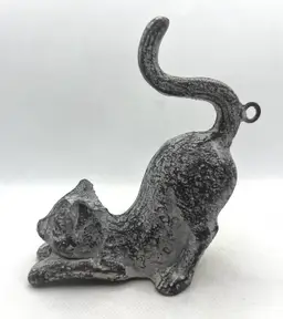 Vintage Cast Iron Cat Wall Hook With Mounting Hardware