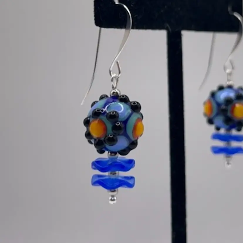 #101 “Eclipse" Series - Handmade by Me -- Vintage Lampwork Earrings