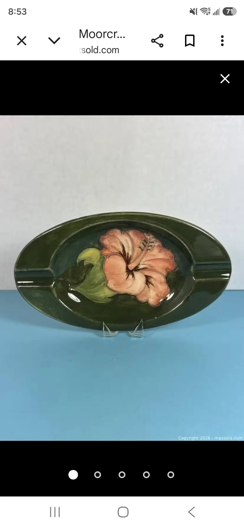 Moorcroft Floral/Hibiscus Ashtray / Decorative Dish