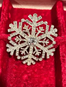 Macys Silver tone Snowflake Brooch