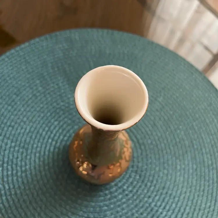 Vintage Swetye Weeping Gold 22KT MCM Bud Vase 6.25"