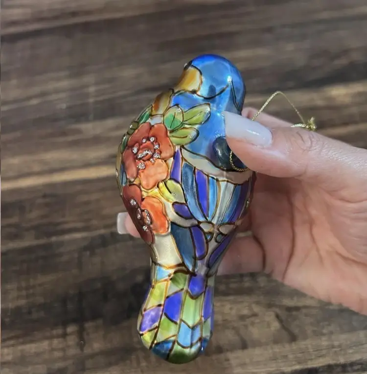 Glass Bird Ornament Stained Glass Style