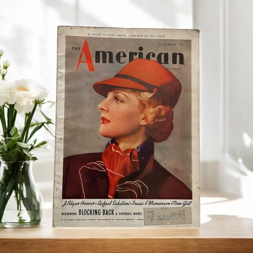 The American Magazine Sept 1936 - Sabatini - J Edgar Hoover - Clark Gable Vintage Periodical WWII Era. Advertisements
