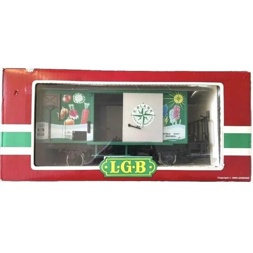 LGB 4128 G Scale R. Blank Graines 2 Axle Box Car w/ Fruit & Vegetable Mural NEW