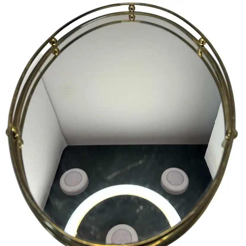 Vintage Gold Toned Mirrored Vanity Tray 14 1/2x 9 Lots Of Patina Some Scratching On Mirror