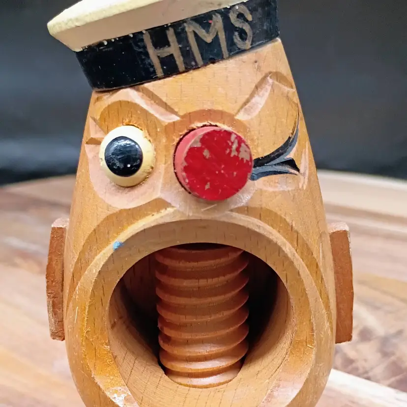 Vintage Wooden Winking HMS Sailor Nut Cracker Made in Japan.