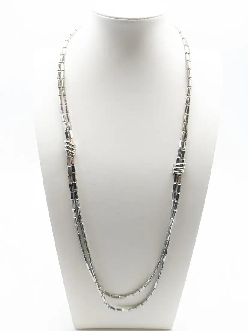 Vintage Anne Klein Double Strand Silver Tone Necklace