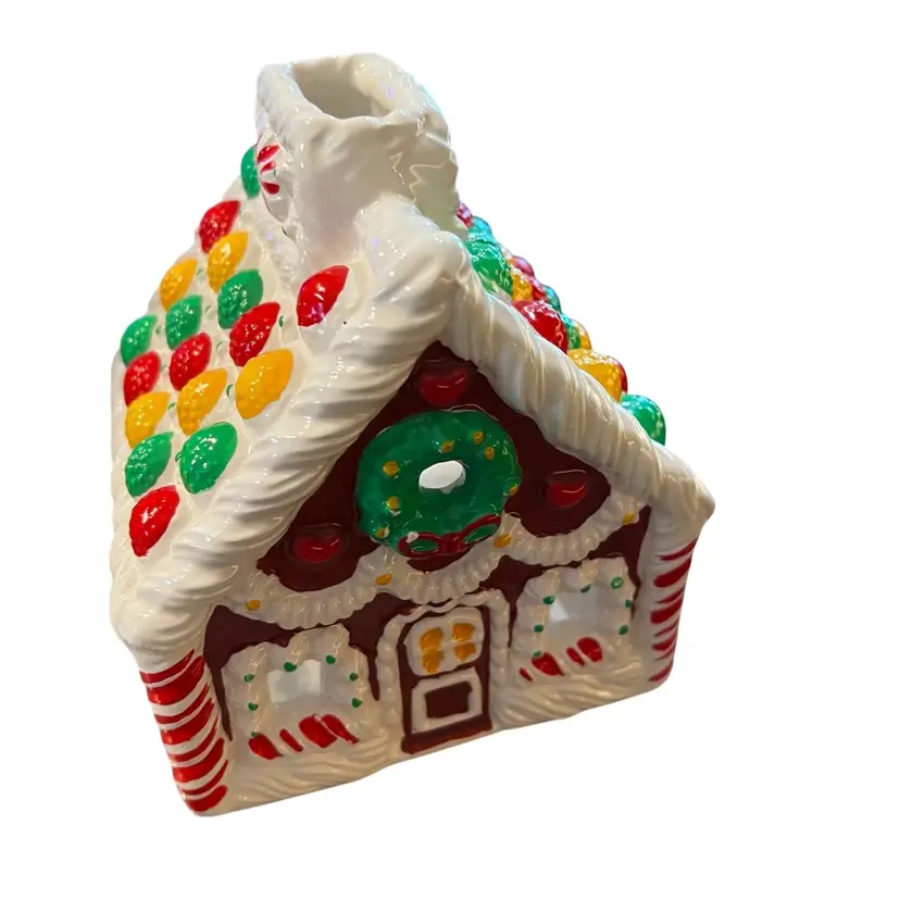 Vintage Gingerbread House Tealight Holder Ceramic Christmas Decor