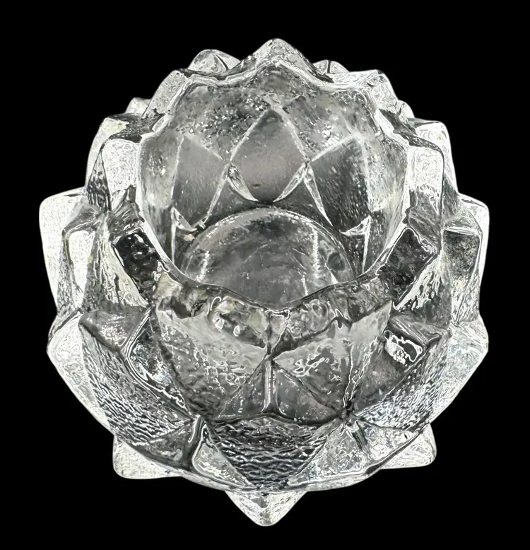 Signed Orrefors Sweden Candle Holder Crystal Glass Artichoke Firefly Nimbus 3”