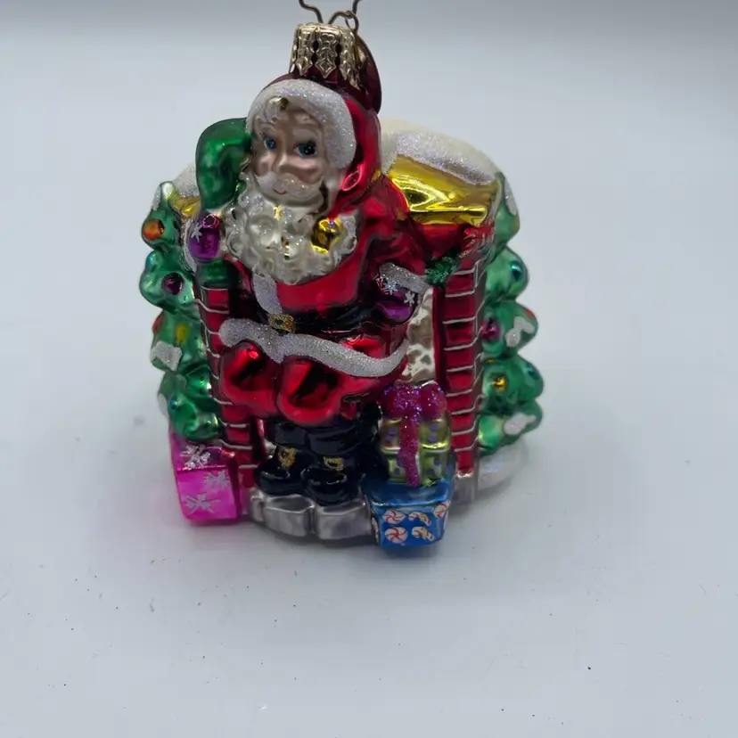 05-2002 Christopher Radko "Santa Drops In" 4.5" Christmas Tree Ornament w/Tag