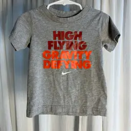 Nike Shirt Boys size 3t color Gray Red Orange High Flying Gravity Defying Swoosh