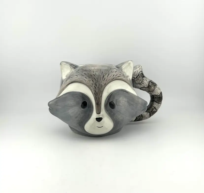 Sur La Table Earthenware Raccoon Mug 6.5”x 4.5”x 4”
