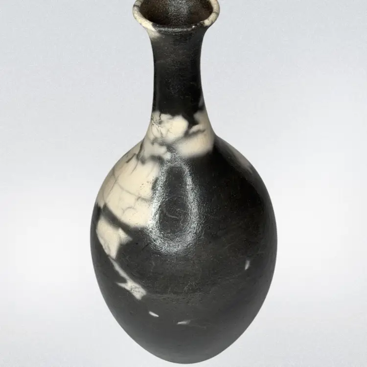Unique Raku Pottery Vase 12"