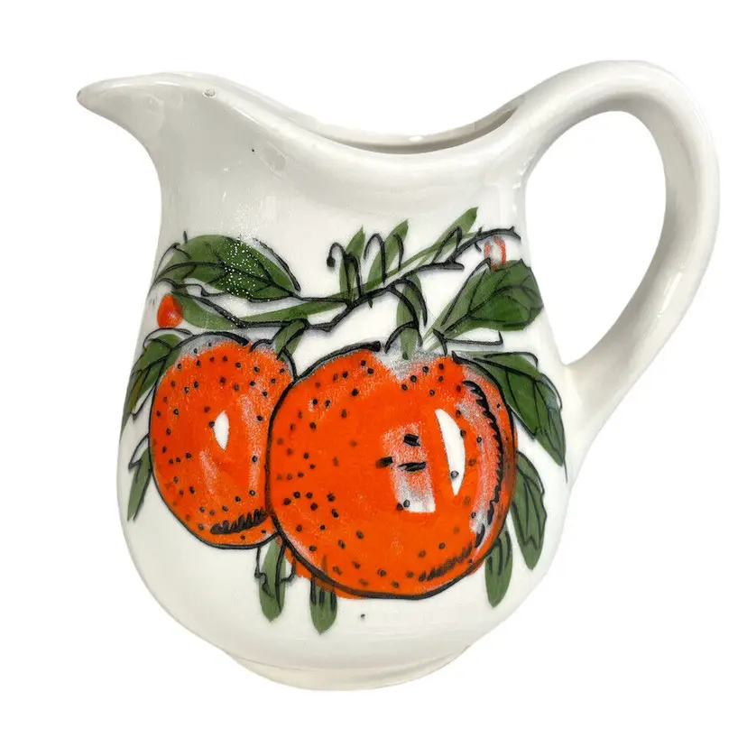 Vintage Orange Juice Pitcher Oranges on Branches Made in Japan Retro Kitsch