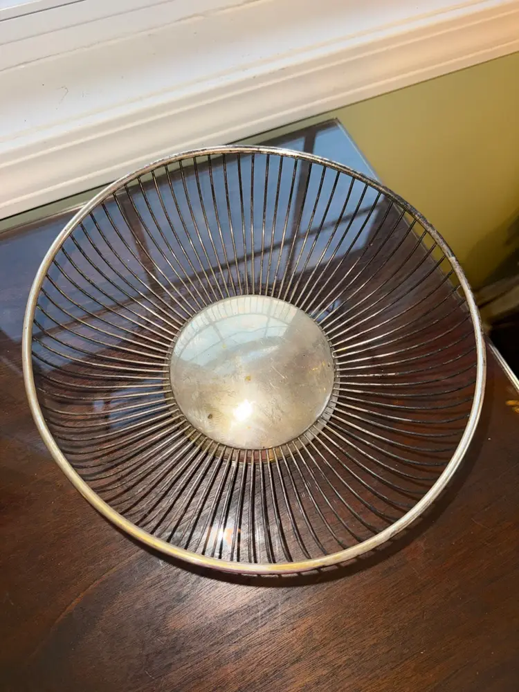 Vintage Mid-Century Oval Wire Footed Bread Basket Fruit Bowl MCM 10”